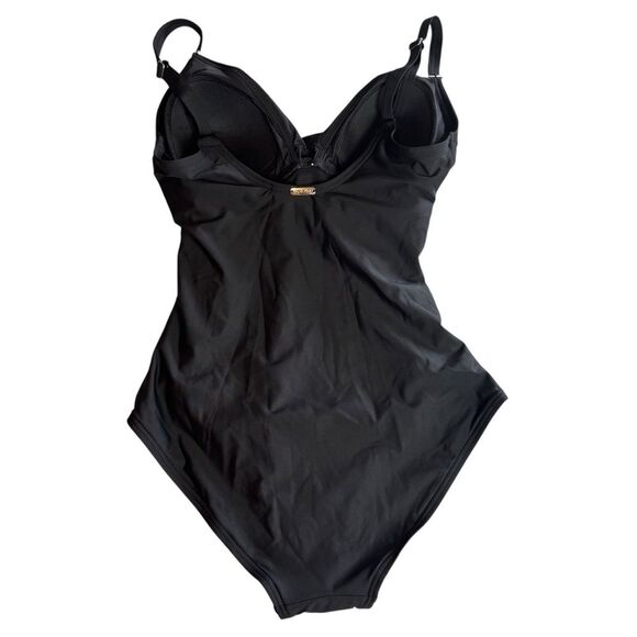 Calvin Klein Classi Black Shirred Ruched One Piece Swimsuit Size 6 NEW NWT - Picture 3 of 7